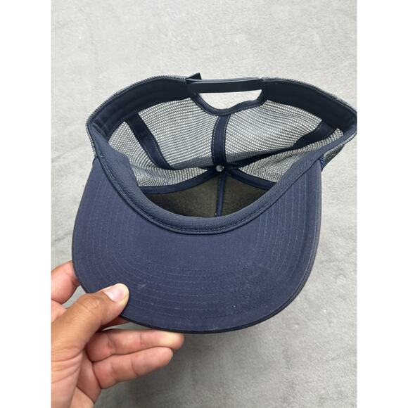 Patagonia Hat Cap Snap Back Brown Navy Mesh Trucker Wave Embroidered Patch Mens - Picture 6 of 6